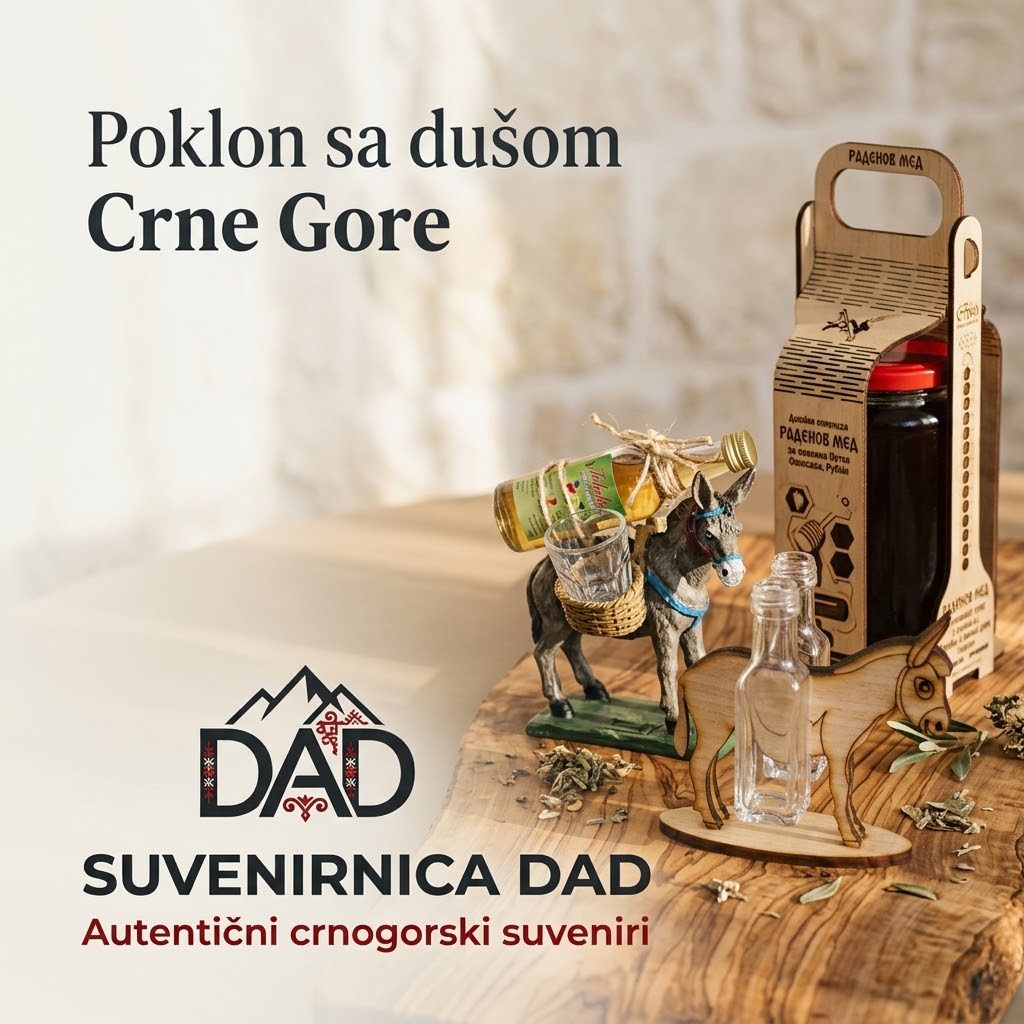 A gift with the soul of Montenegro: honey box, donkey with rakija and a wooden donkey with bottles